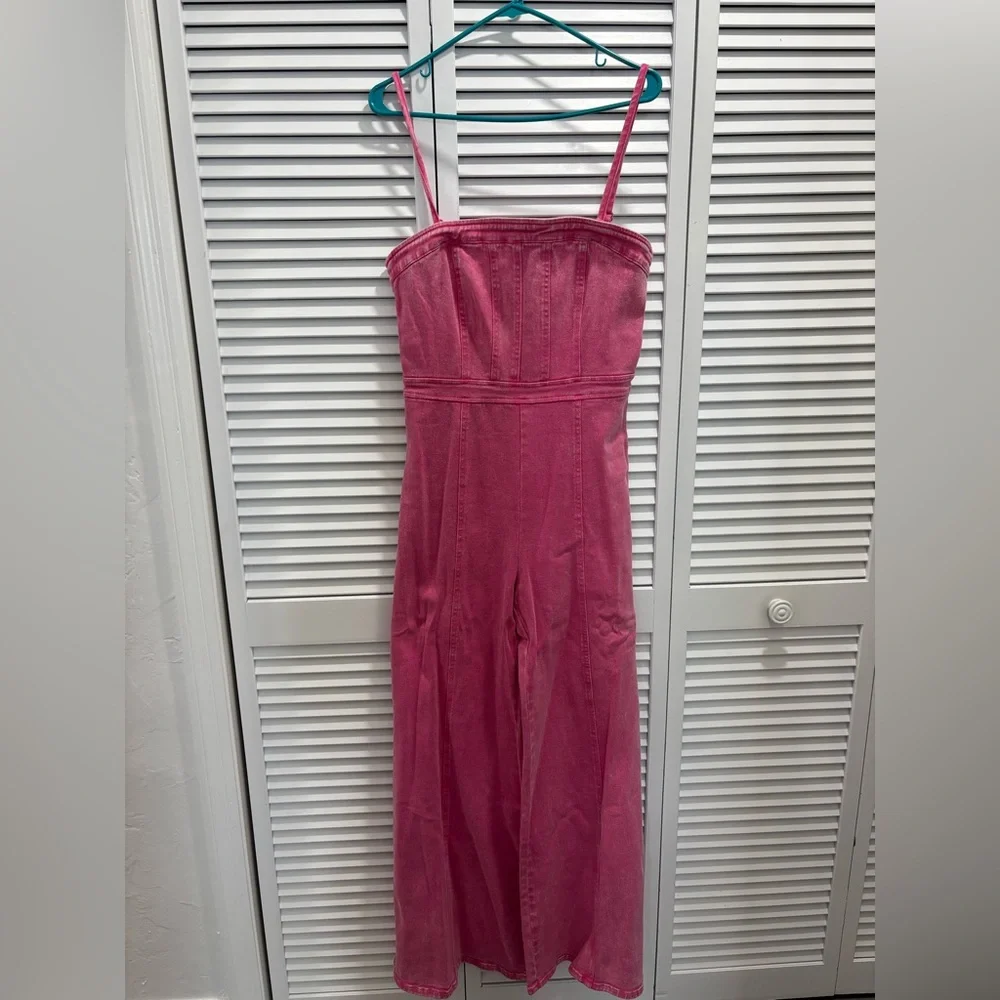Vici Vibrant Pink Denim Jumpsuit - Picture 6 of 10
